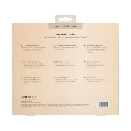 REAL TECHNIQUES Au Naturale 9-Piece Makeup Brush Kit for Foundation, Powders, and Concealer 10