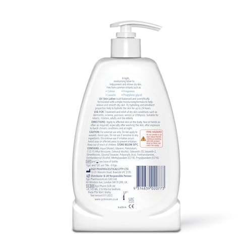 QV Skin Lotion 500ml: 24 Hour Moisturisation Light Body Lotion for Dry Skin & Eczema