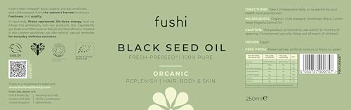 Fushi Organic Black Seed Oil 250ml | 100% Pure Cold & Fresh-Pressed High Thyoquinone 10