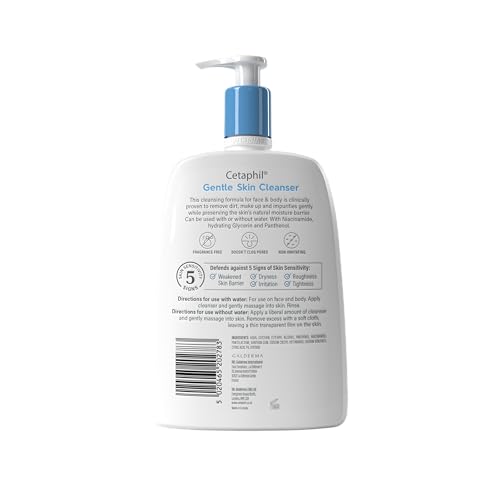 Cetaphil Gentle Skin Cleanser 1L Face & Body Wash for All Ages & Sensitive Skin 10