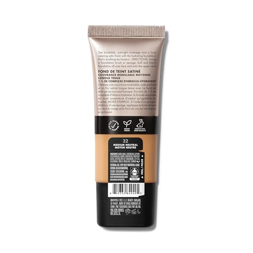 e.l.f. Soft Glam Satin Foundation - Medium Coverage, Buildable, 32 Medium Neutral