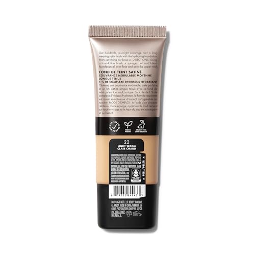 e.l.f. Soft Glam Satin Foundation - Medium Coverage, Buildable, 22 Light Warm