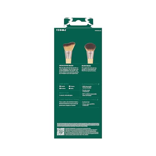 EcoTools New Natural Blush & Highlight Duo Face Makeup Brushes for Liquid and Cream Products 13