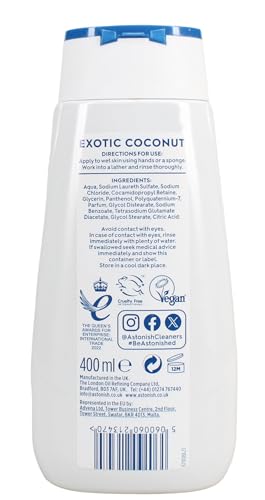 Astonish Duschcreme, Exotische Kokosnuss, Reinigt und spendet Feuchtigkeit, Kokosnuss, B