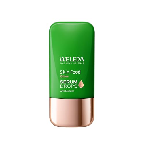 Weleda Skin Food Glow Gesichtsserum-Tropfen, Gesichtsserum mit Süßholz, reduziert Pigmentflecken, verleiht einen strahlenden Teint, 100 % zertifiziert natürlich, biologisch, vegan, 30 ml