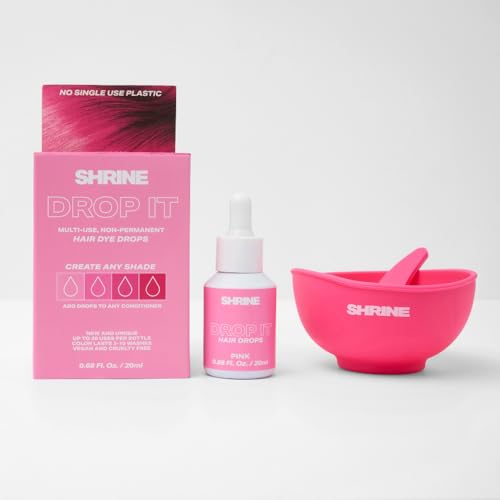 Shrine Drop It PINK Haarfarben-Tropfen | Semi-permanente, vegane, individuell anpassbare Haarfarbe | Mit Spülung mischen | Tierversuchsfreie temporäre Haarfarbe