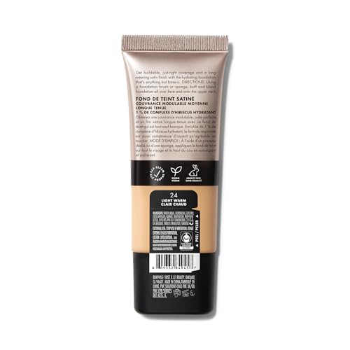 e.l.f. Soft Glam Satin Foundation - 24 Light Warm | Medium Coverage, Buildable, Long-Lasting