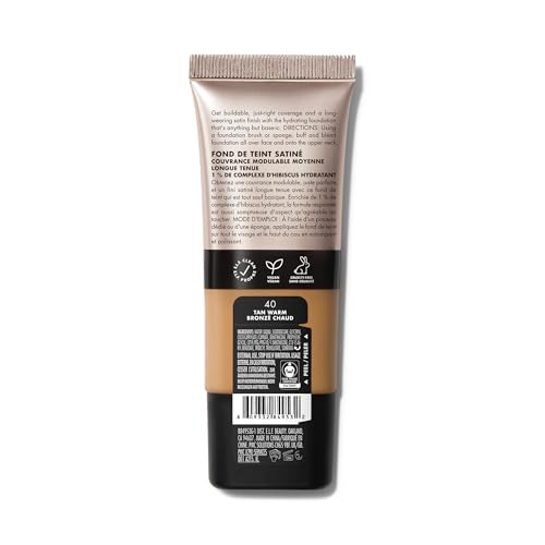 e.l.f. Soft Glam Satin Foundation - 40 Tan Warm | Medium Buildable Coverage