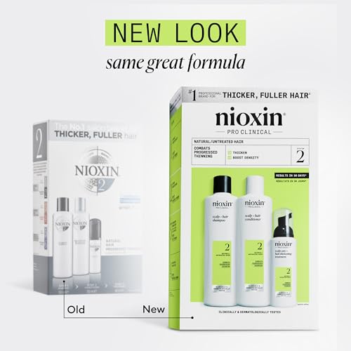 Nioxin Scalp + Hair Thickening System 2 Kit - Haarverdichtungssystem für natürliches Haar mit fortschreitender Ausdünnung - Shampoo, Spülung &amp; Kopfhautbehandlung (150+150+40ml) 10