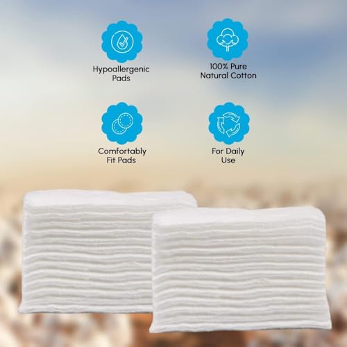 Pack of 40 Square Cotton Wool Pads - 100% Pure Cotton for Daily Cleansing, Toning & Moisturising