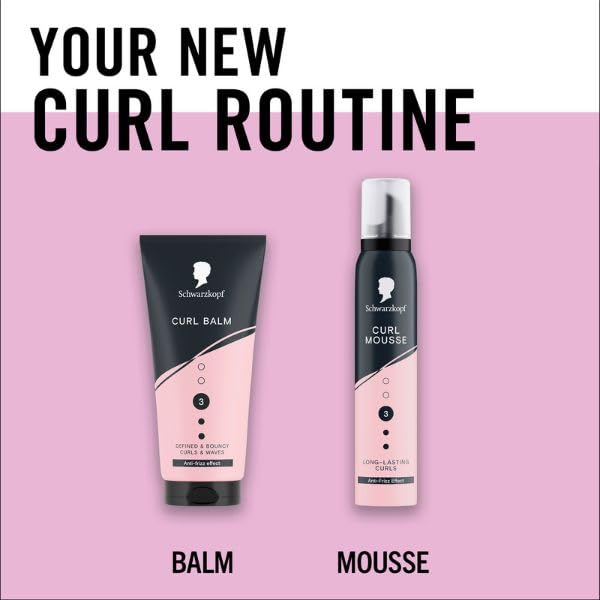 Schwarzkopf Mousse Curl 200 ml - Hold Level 3 for Defined, Elastic Curls & Curly Girl Method 4