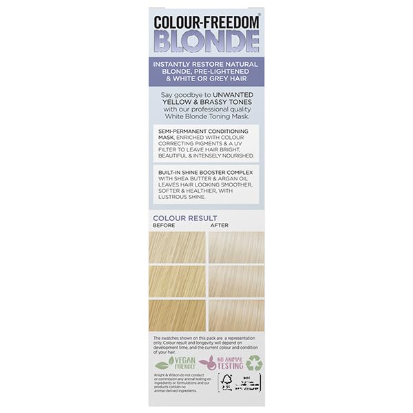 Knight & Wilson Colour-Freedom Blonde Anti-Yellow Toner Mask, Semi Permanent Conditioning Treatment 150ml 4