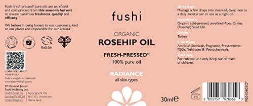 Fushi Organic Rosehip Seed Oil 30ml for Scars, Fine Lines & Pigmentation 8