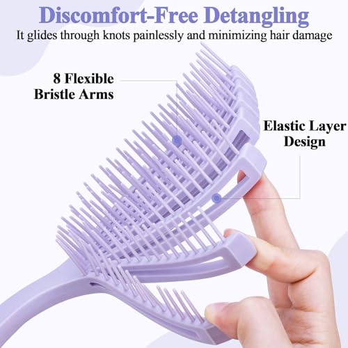 Euqvunn Flexible Purple Detangle Hair Brush for Wet & Dry Hair 3