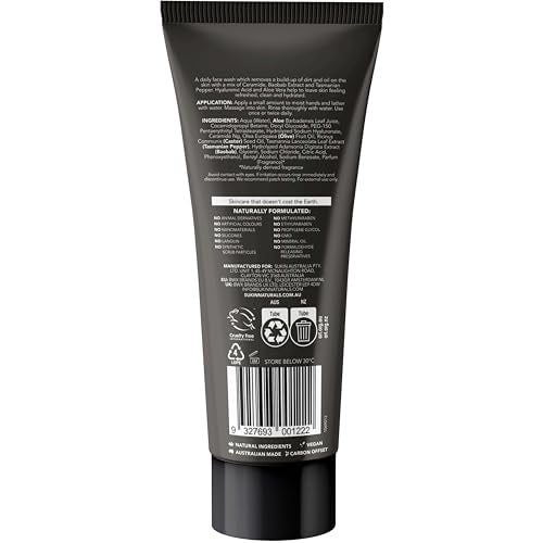 Sukin Men Natural Daily Face Wash with Ceramides, Baobab, and Tasmanian Pepper