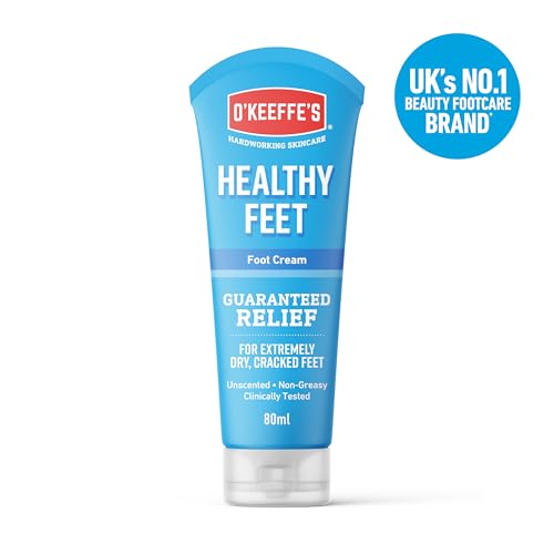 O'Keeffe's Healthy Feet Foot Cream Tube, 80ml – Relieves Extremely Dry, Cracked Feet & Boosts Moisture