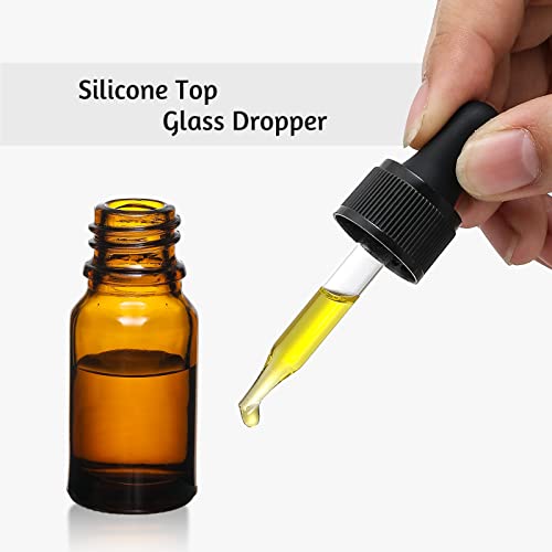AOZITA 4-Pack 10ml Amber Glass Bottles with Dropper Pipettes and Funnel 4