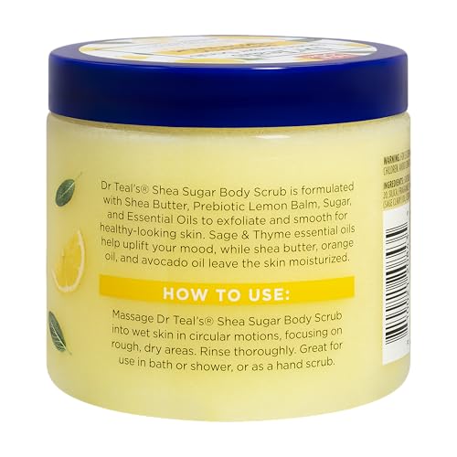 Dr Teal's Shea Sugar Body Scrub with Prebiotic Lemon Balm & Essential Oils 538Gm