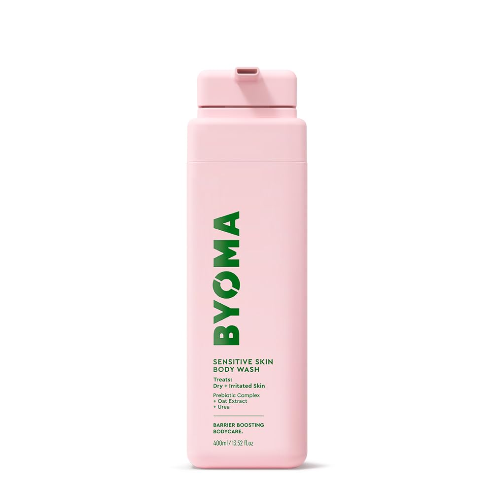 BYOMA Sensitive Skin Duschgel (400 ml) – Behandelt entzündete und gereizte Haut mit präbiotischem Komplex, Hafer-Extrakt und Harnstoff. Sanft zu trockener Haut. Alkohol- und parfümfrei. Vegan.