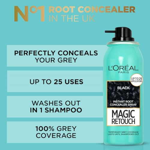 L'Oréal Magic Retouch Instant Root Concealer Spray, Black, 75 ml - Quick Grey Coverage 11