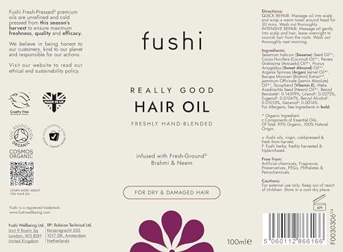 Fushi Really Good Hair Oil 100 ml with Brahmi, Argan, Coconut & Avocado Oils 9