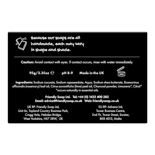 Friendly Soap Detox Bar with Activated Charcoal, Rosemary & Lime (95g) 3