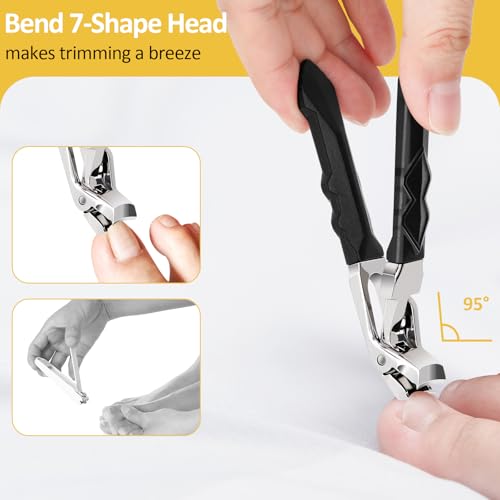 Euqvunn Ergonomic Angled Head Nail Clippers for Thick Nails with Catcher 4