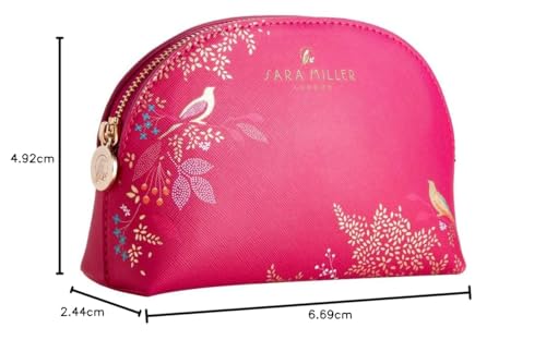 Sara Miller London Chelsea Small Cosmetic Bag - Pink with Golden Leaves & Exotic Birds 9