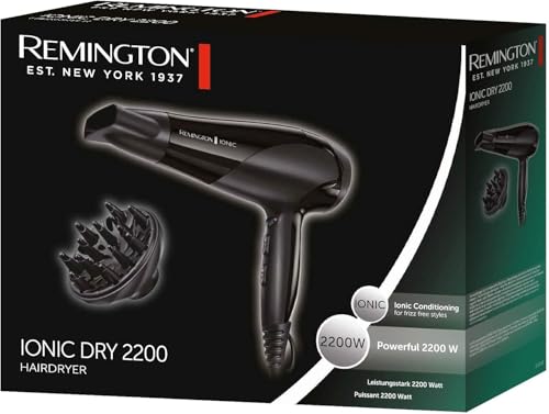 Remington Ionic Dry Hair Dryer 2200 Watt with Diffuser and Styling Nozzle 10