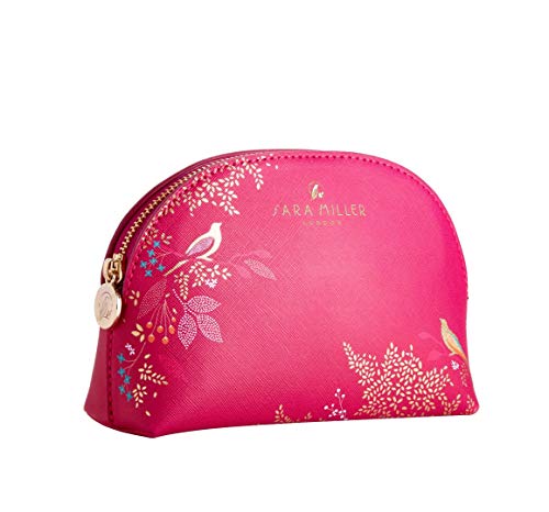 Sara Miller London Chelsea Small Cosmetic Bag - Pink with Golden Leaves & Exotic Birds 3