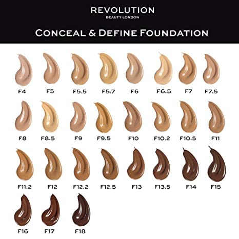 Revolution Beauty London Conceal and Define Foundation F8 – Volle Deckkraft, ölfrei, 23 ml 4