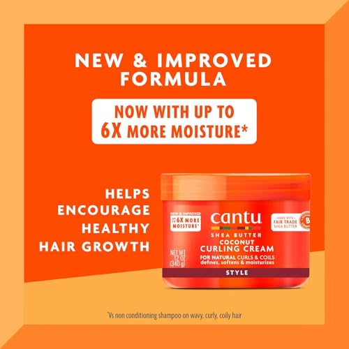 Cantu Shea Butter Coconut Curling Cream for Curly, Kinky, or Wavy Hair (340 g)