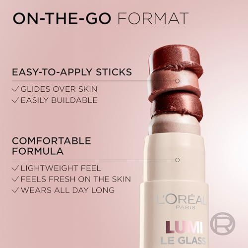 L'Oréal Paris Lumi Le Glass Stick Highlighter, 620 Pink Ballet, Radiant Satin Finish 4