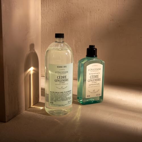 L'OCCITANE Cèdre Gingembre Shower Gel Refill 500ml - Refreshing Cedarwood & Ginger Body Wash for Men