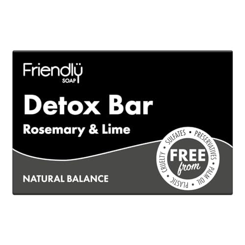 Friendly Soap Detox Bar with Activated Charcoal, Rosemary & Lime (95g)