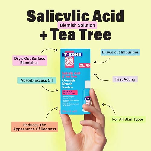 T-Zone Salicylic Acid & Tea Tree Overnight Blemish Solution 30ml - Fast-Acting Spot Treatment