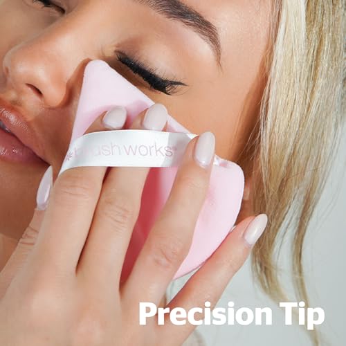 Brushworks Triangular Powder Puff Duo for Flawless, Airbrushed Makeup Setting