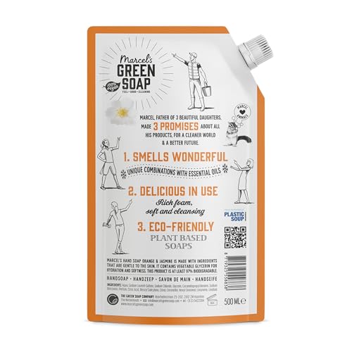 Marcel's Green Soap – Nachfüllpackung für Handseife Orange &amp; Jasmin – Handwaschspender