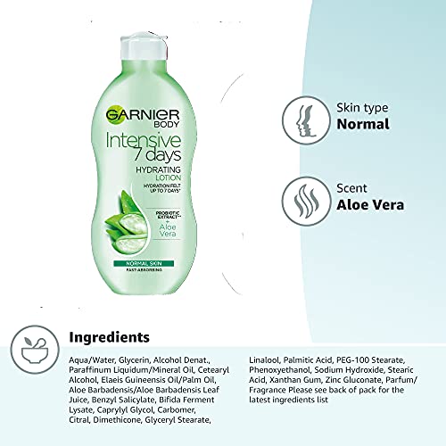 Garnier Intensive 7 Days Aloe Vera Probiotic Extract Body Lotion for Normal Skin, 400 ml 7