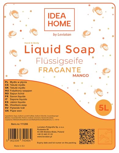 IDEA HOME FRAGANTE Liquid Hand Soap 5L - Mango Scented Cream Soap Rich in Vitamins 8