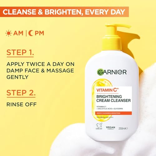 Garnier Vitamin C Brightening Cream Cleanser for Makeup Removal and Impurities 6