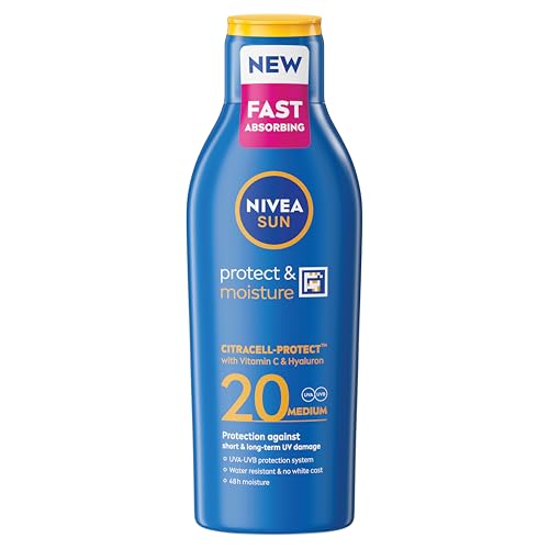 NIVEA SUN Protect & Moisture Sun Lotion SPF 20 with Vitamin E, 48H Moisture, 200 ml