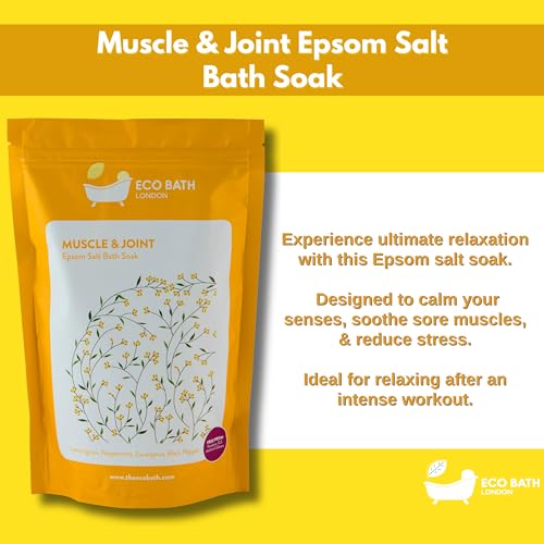 Eco Bath London Muscle & Joint Epsom Salt Bath Soak Pouch 1kg, Rich in Magnesium