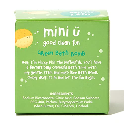 Mini U Single Green Bath Bomb for Kids with Surprise Sponge Toy Inside - Vegan & Mess-Free 3