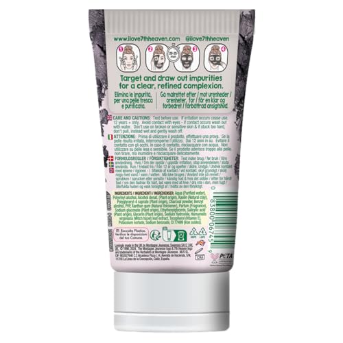 7th Heaven Kohle-Peel-Off-Gesichtsmaske mit Salicylsäure – 50 ml Mehrweg-Tube – Porenverfeinernd – Für fettige und unreine Haut