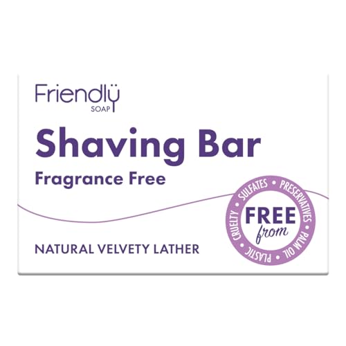 Friendly Soap Handmade Natural Fragrance-Free Shaving Soap for Sensitive Skin, 95g