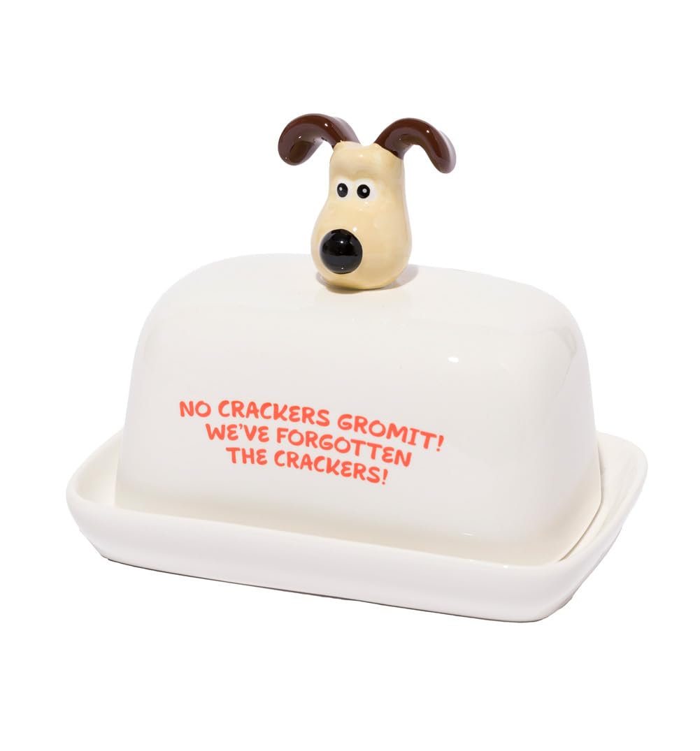 Half Moon Bay Wallace and Gromit Ceramic Butter Dish with Gromit Head Lid