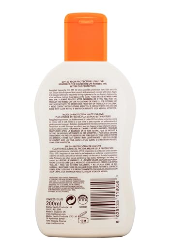 Malibu Sun SPF 30 Lotion - High Protection Water Resistant Sun Cream with Vitamin E & Aloe Vera
