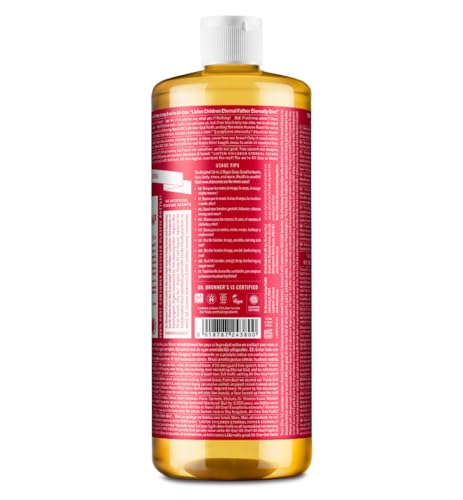 Dr. Bronners 18-in-1 Rose Pure Castole Flüssigseife, hergestellt mit Bio-Ölen,