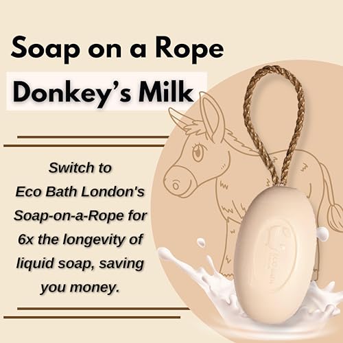 Eco Bath London Donkey’s Milk Soap on a Rope 220g with Shea Butter for Hydrated Skin
